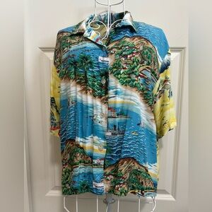 Vintage late 90s Hawaiian button up dress shirt